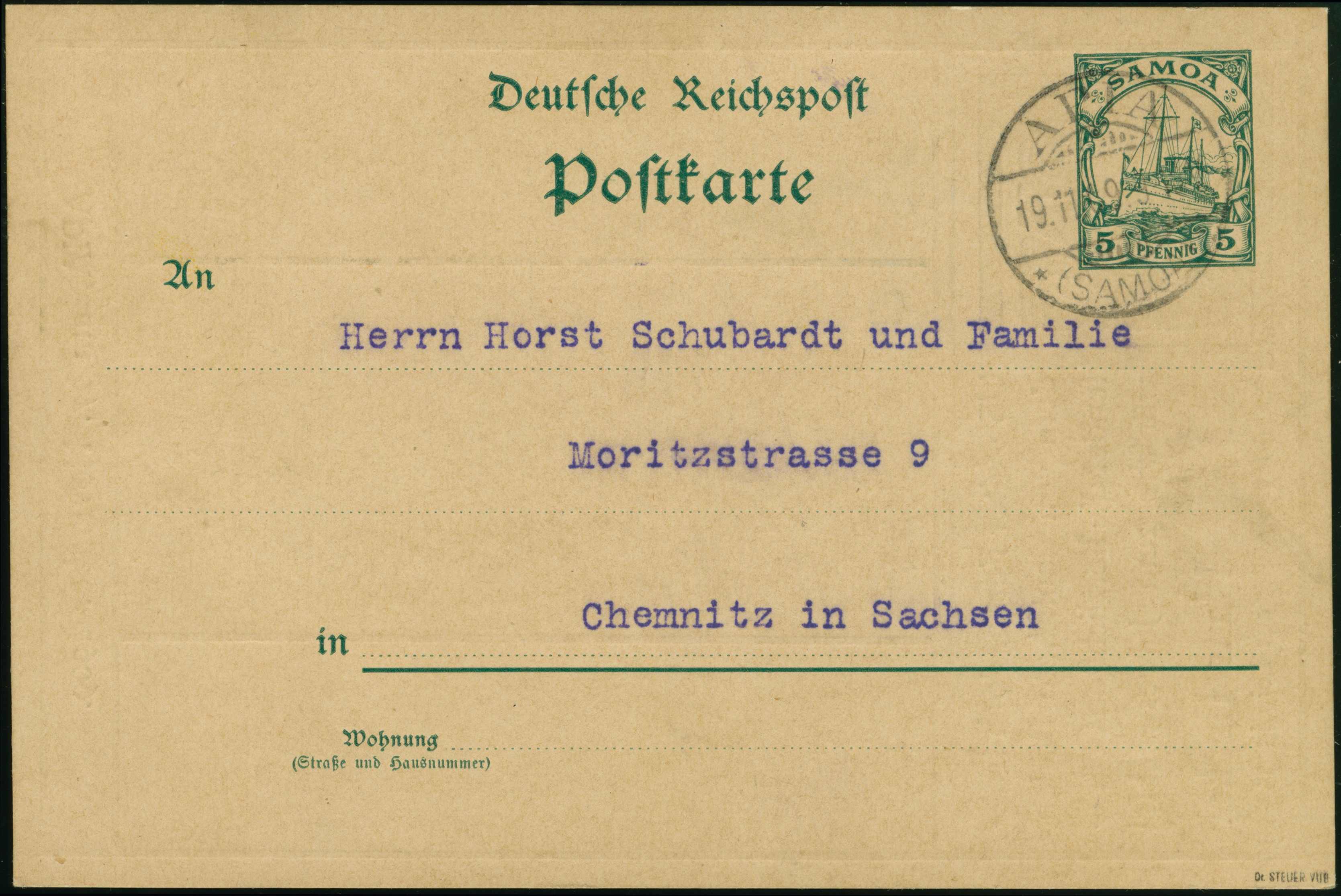 Lot 4619 - samoa Postal stationery -  Heinrich Koehler Auktionen Heinrich Köhler 389th Auction - Day 5 - German Foreign Post Offices and Colonies, German Foreign Post Offices and Colonies – The Nikolaus Krings Collection