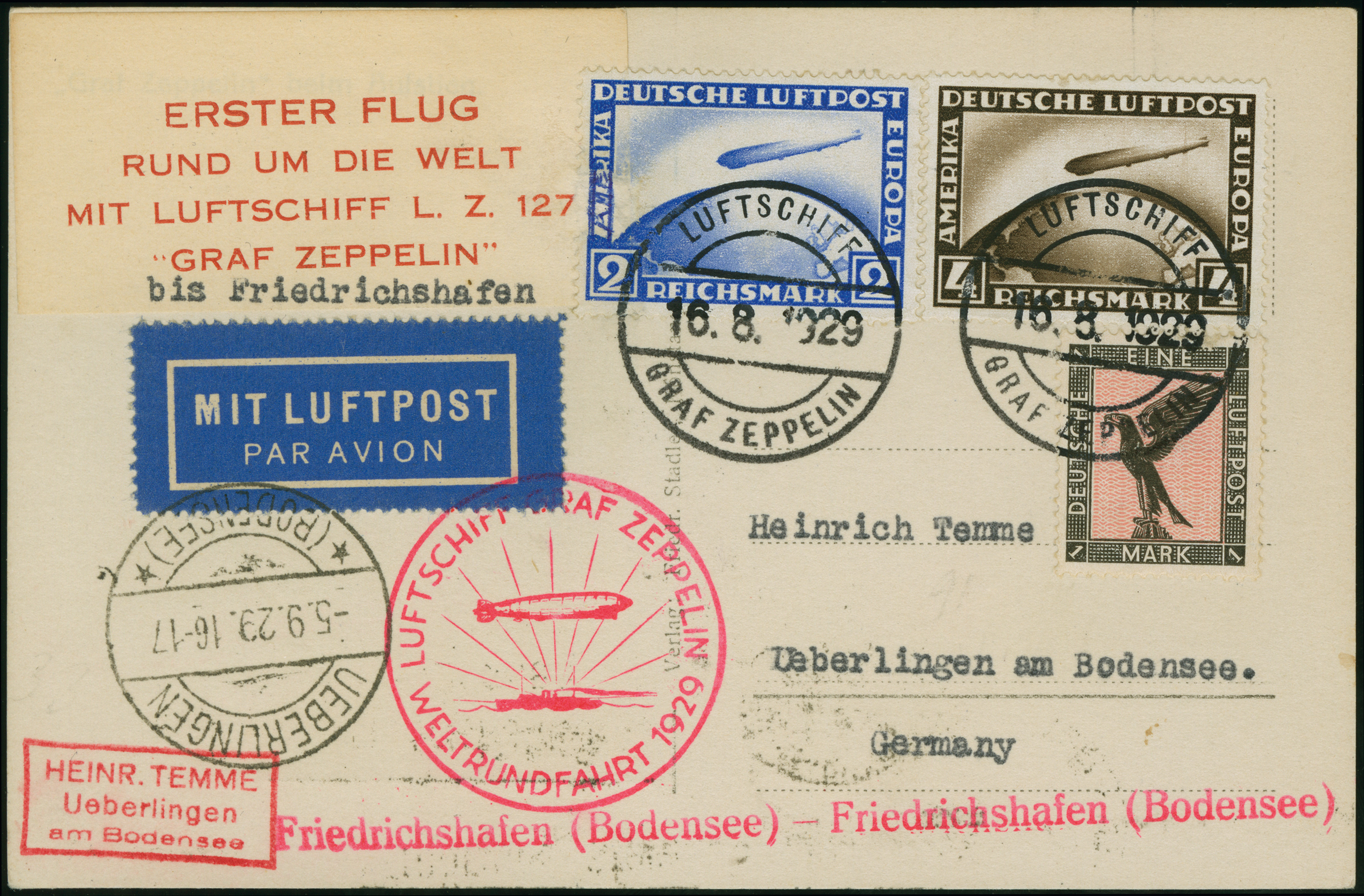 Lot 1758 - airmail zeppelin - Heinrich Koehler Auktionen Heinrich Köhler 389th Auction - Day 2 - Airmail and Zeppelin Mail, Thematics, Olympics, Germany after 1945, Coins, Medals and Numismatic Literature: Featuring items from the estate of the late Ber Lot 1758 - airmail zeppelin - Heinrich Koehler Auktionen Heinrich Köhler 389th Auction - Day 2 - Airmail and Zeppelin Mail, Thematics, Olympics, Germany after 1945, Coins, Medals and Numismatic Literature: Featuring items from the estate of the late Ber