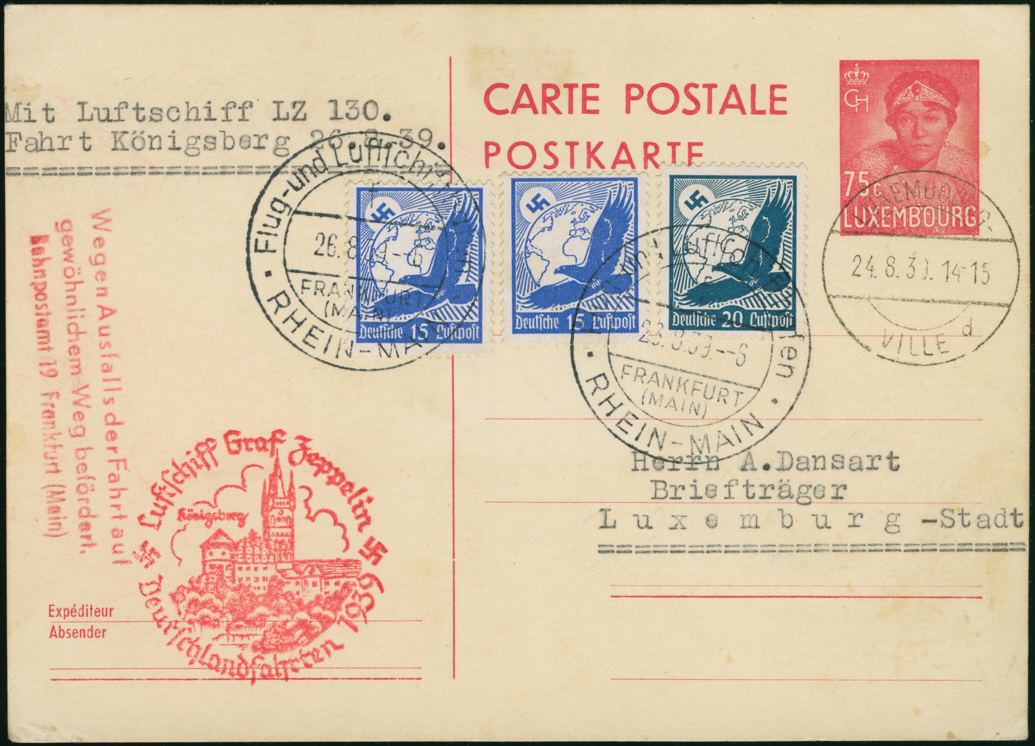 Lot 1776 - zeppelin treaty post - Heinrich Koehler Auktionen Heinrich Köhler 389th Auction - Day 2 - Airmail and Zeppelin Mail, Thematics, Olympics, Germany after 1945, Coins, Medals and Numismatic Literature: Featuring items from the estate of the late Lot 1776 - zeppelin treaty post - Heinrich Koehler Auktionen Heinrich Köhler 389th Auction - Day 2 - Airmail and Zeppelin Mail, Thematics, Olympics, Germany after 1945, Coins, Medals and Numismatic Literature: Featuring items from the estate of the late