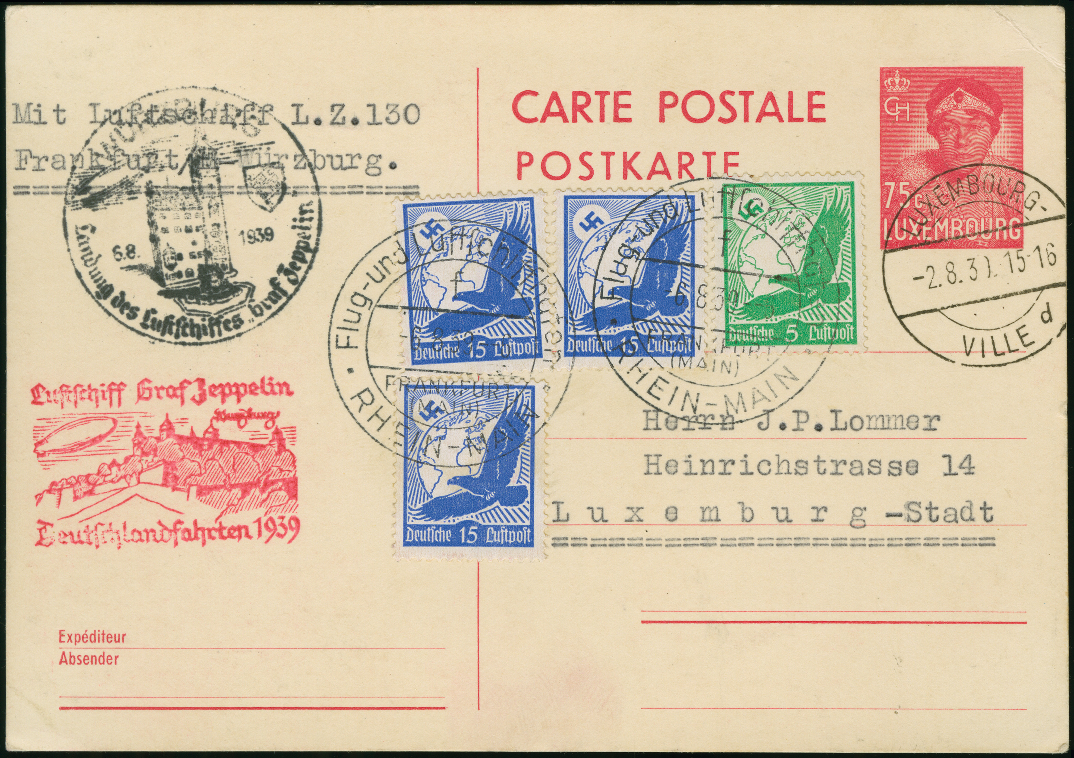 Lot 1772 - zeppelin treaty post - Heinrich Koehler Auktionen Heinrich Köhler 389th Auction - Day 2 - Airmail and Zeppelin Mail, Thematics, Olympics, Germany after 1945, Coins, Medals and Numismatic Literature: Featuring items from the estate of the late Lot 1772 - zeppelin treaty post - Heinrich Koehler Auktionen Heinrich Köhler 389th Auction - Day 2 - Airmail and Zeppelin Mail, Thematics, Olympics, Germany after 1945, Coins, Medals and Numismatic Literature: Featuring items from the estate of the late