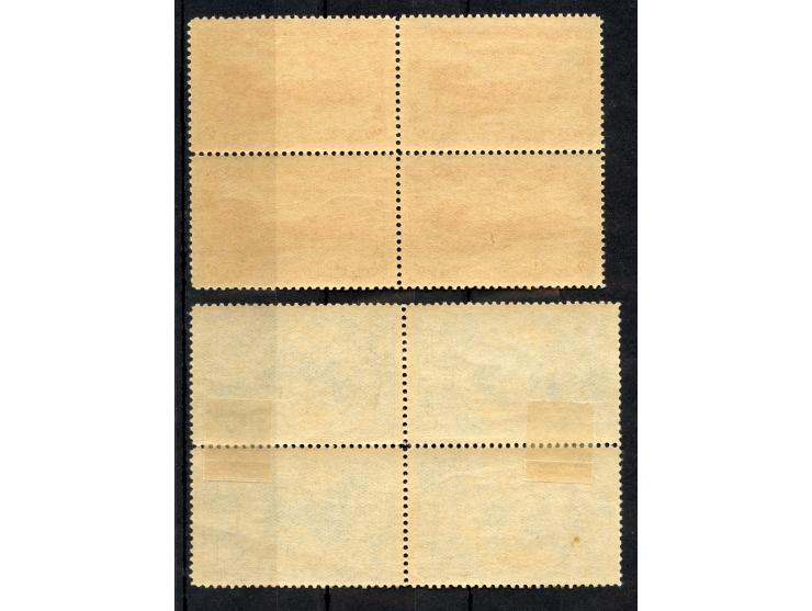 2 pa. – 200 ghr. in blocks of 4, unused with o.g.. few perfs split and strengthened by hinges, but generally very fine. A sca