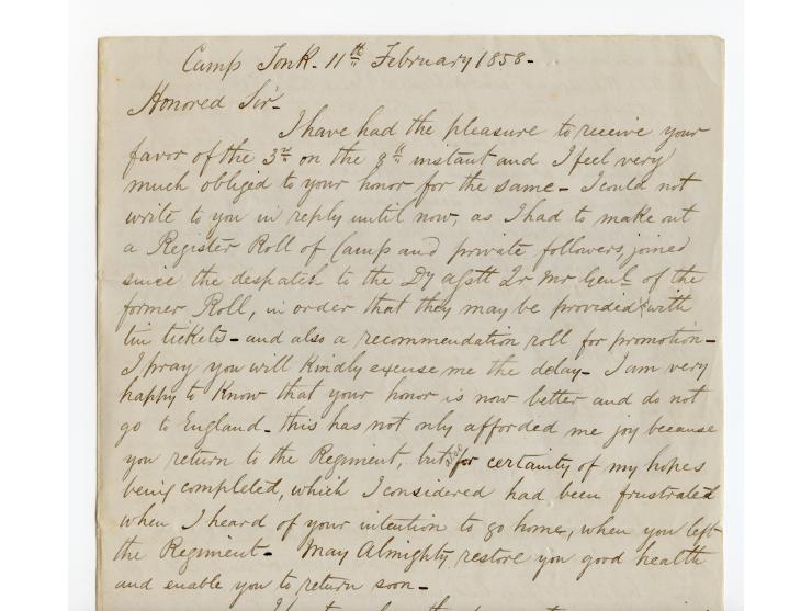 1857/58, Indian Rebellion, 4 covers (one weak in the folds) with original contens to Captain Patrick James Orr, all endorsed 