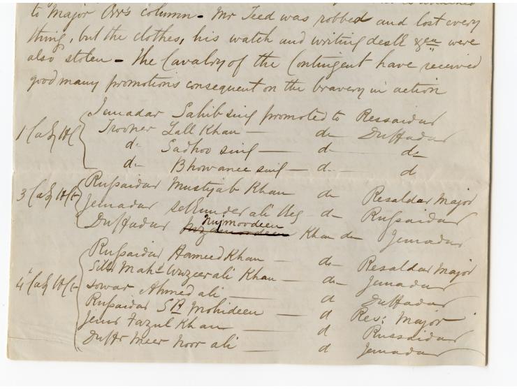 1857/58, Indian Rebellion, 4 covers (one weak in the folds) with original contens to Captain Patrick James Orr, all endorsed 