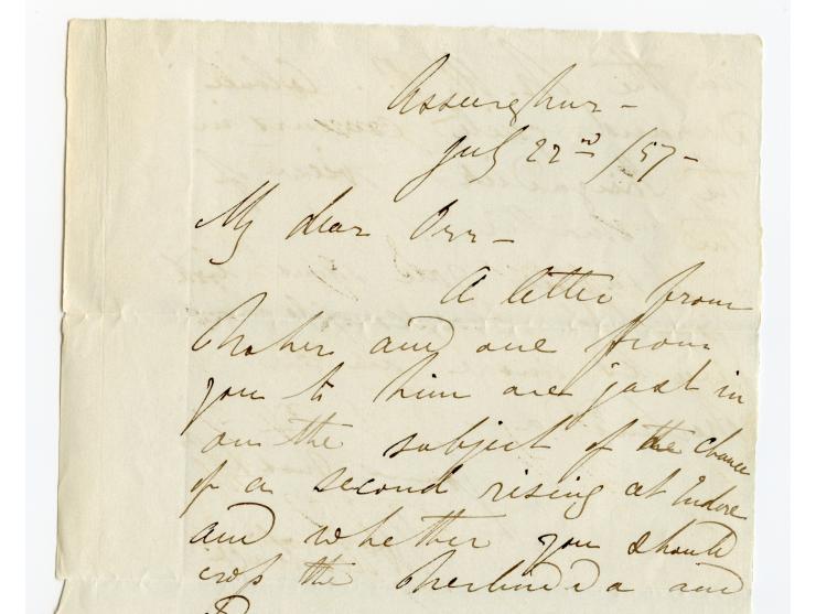 1857/58, Indian Rebellion, 4 covers (one weak in the folds) with original contens to Captain Patrick James Orr, all endorsed 