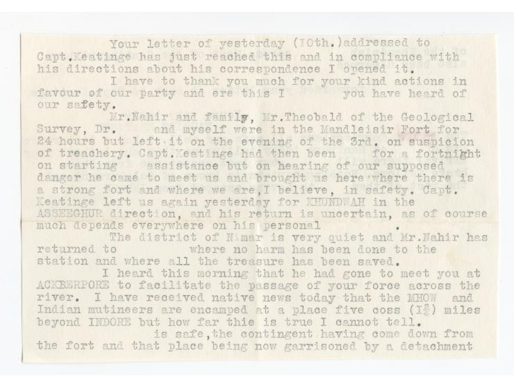 1857/58, Indian Rebellion, 4 covers (one weak in the folds) with original contens to Captain Patrick James Orr, all endorsed 