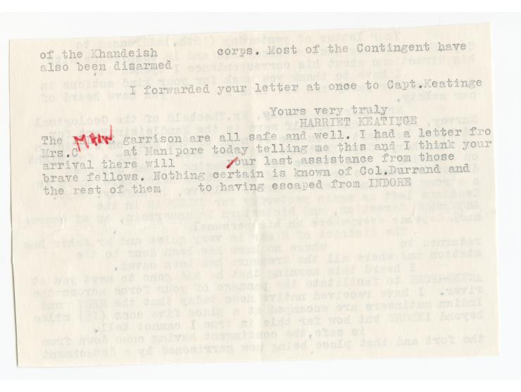 1857/58, Indian Rebellion, 4 covers (one weak in the folds) with original contens to Captain Patrick James Orr, all endorsed 