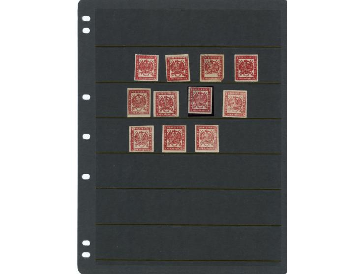 1870/83, Collection on eight pages starting first issues, imperf and rouletted stamps with a wide range of colour shades, dif