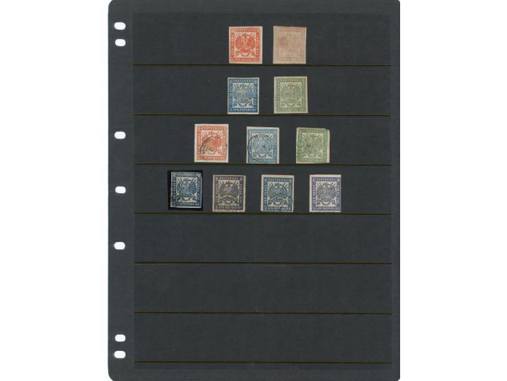 1870/83, Collection on eight pages starting first issues, imperf and rouletted stamps with a wide range of colour shades, dif