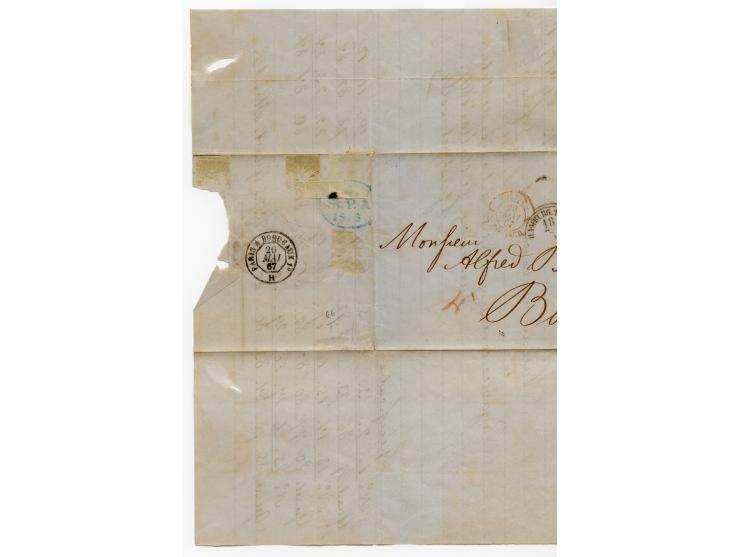 2 Sch. orangerot und 4 Sch. grün, beide farbfrisch und gut gezähnt mit blauem Strichstempel und nebengesetztem Taxis-EKr. "HA