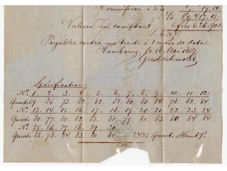 2 Sch. orangerot und 4 Sch. grün, beide farbfrisch und gut gezähnt mit blauem Strichstempel und nebengesetztem Taxis-EKr. "HA