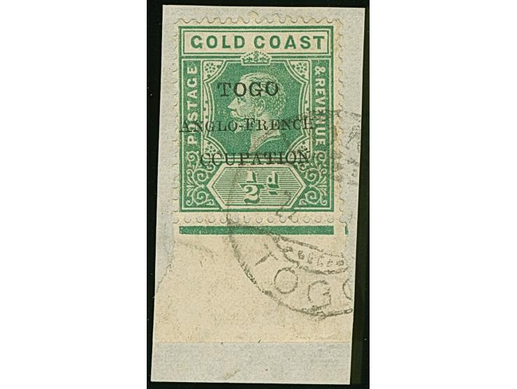 1915, Gold Coast KGV ½ d. green bottom margin, showing variety ‘missing O in OCC..’, overprint ´TOGO / ANGLO-FRENCH / OCCUPAT