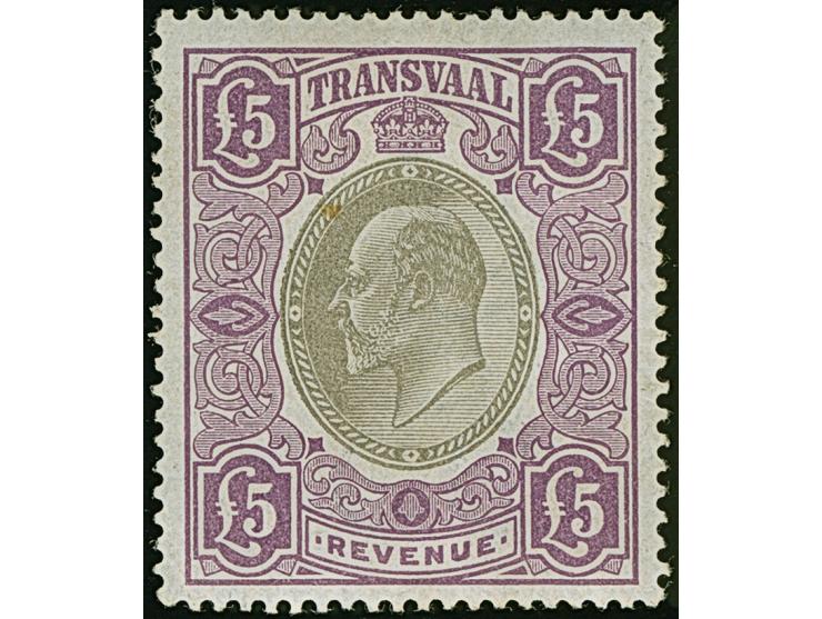 1902, King Edward VII Revenue £5 black and violet, watermarked Crown CC, unused, fine, signed.