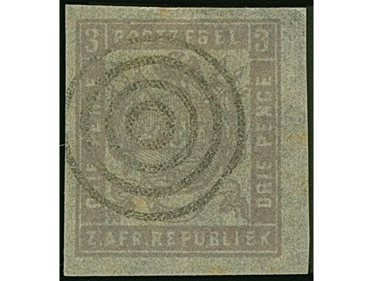 1875/77, Typographed by J.F. Celliers on behalf of The Stamp Commission, 3 d. lilac on very thin, transparent (Pelure) paper,
