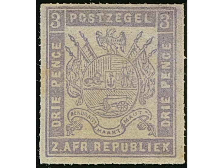 1872/74, Typographed by J.P. Borrius at Potchefstroom, 3 d. grey-lilac, thinnish opaque paper. Yardley type ´C´ fine roulette
