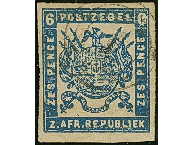 1876/77, Typographed by J.F. Celliers on behalf of the Stamp Commission, Pretoria 6 d. deep blue on coarse soft white paper, 