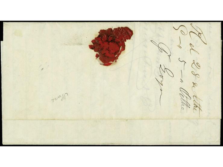 1870 (Aug), 1 real rose, a fine used example with large margins all round, tied to 1874 entire letter endorsed &lsquo;por Vap
