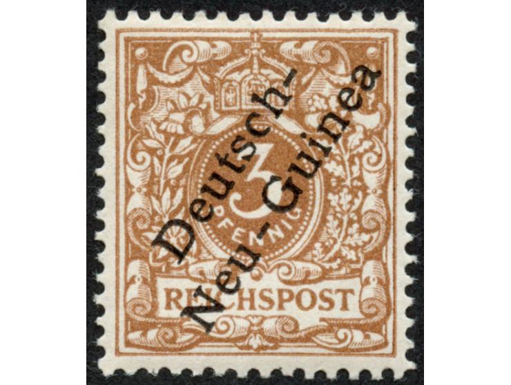 1897, Aufdruckausgabe 3 Pfg. hellockerbraun, mit Aufdruckfehler “c in Deutsch verstümmelt” (Aufdruckfeld 60), postfrisch, tad