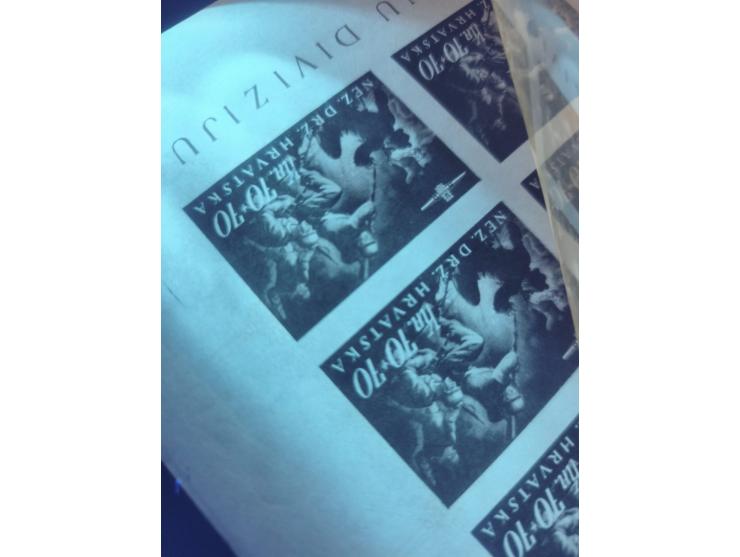 1945, Storm Division 50-100 k., imperforate proofs in original colours, each as complete sheet, mint never hinged, few stamps