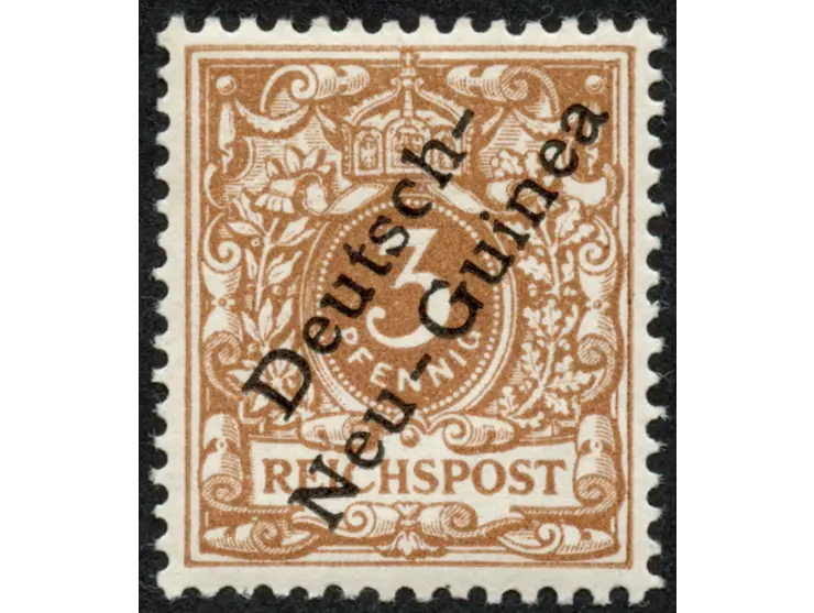 1897, Aufdruckausgabe 3 Pfg. hellockerbraun, mit Aufdruckfehler “c in Deutsch verstümmelt” (Aufdruckfeld 60), postfrisch, tad