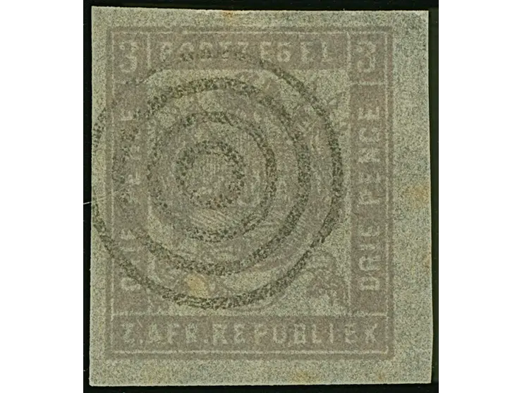 1875/77, Typographed by J.F. Celliers on behalf of The Stamp Commission, 3 d. lilac on very thin, transparent (Pelure) paper,