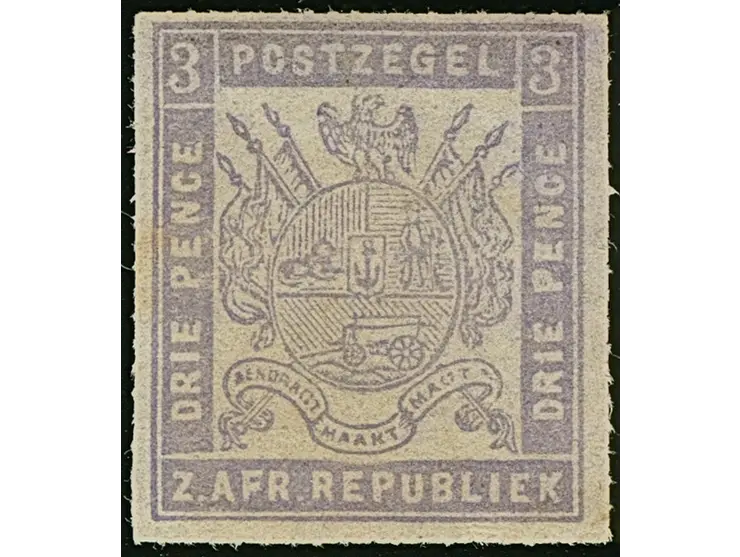 1872/74, Typographed by J.P. Borrius at Potchefstroom, 3 d. grey-lilac, thinnish opaque paper. Yardley type ´C´ fine roulette