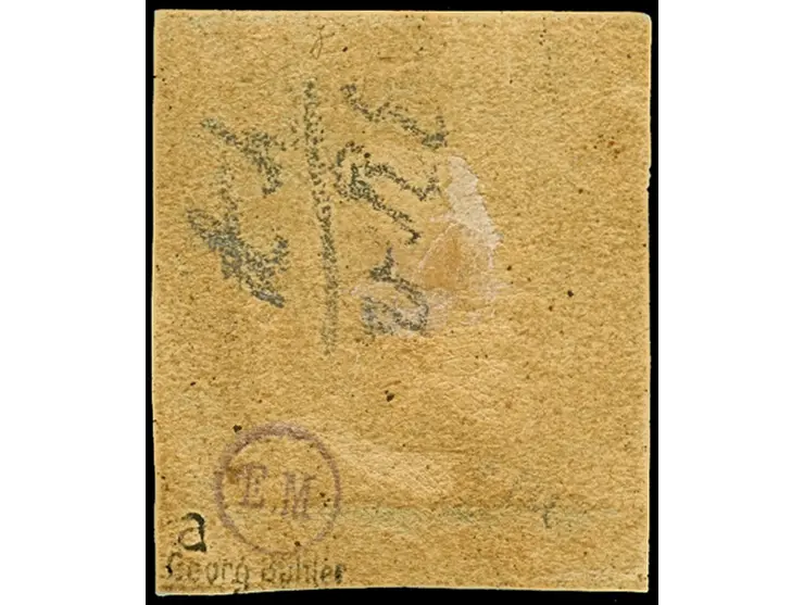 1859, 20 gr. grey-slate, unused, good margins all round, toned gum, otherwise fine. Signed G. Bühler