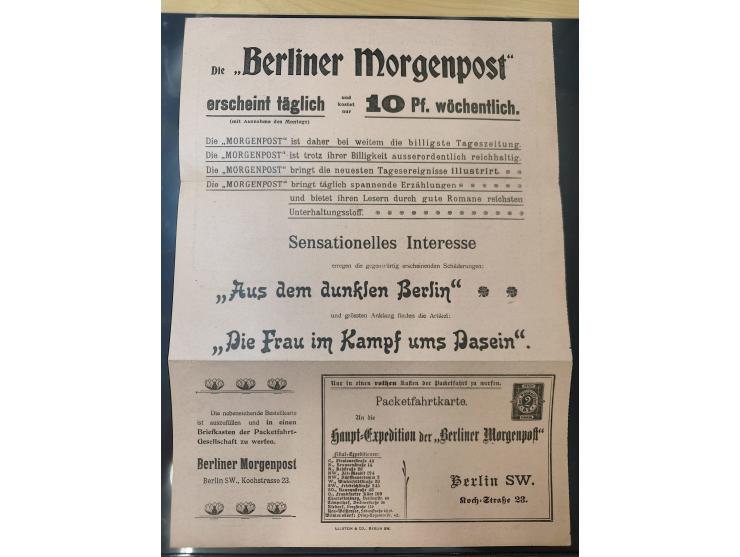 Berliner Packetfahrt-Gesellschaft: 1900 (ca.), Ganzsachenkarte auf Privat-Bestellung 2 Pfg. schwarz auf lachsfarben als Teil 