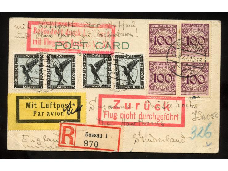 1927/28, &nbsp;kleine Sammlung “Hermann Köhl - &nbsp;Nordatlantikflug Ost-West" mit sechs Briefen und Karten vom ersten Versu