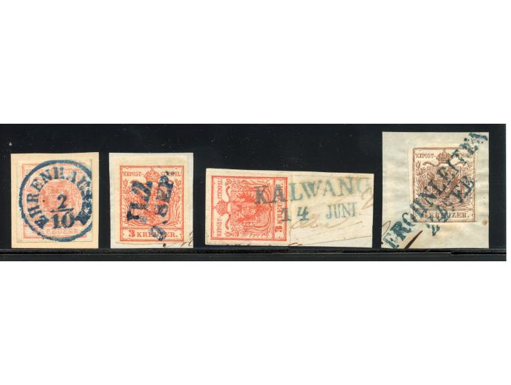 1850/95 (ca.), umfangreiche Stempelsammlung mit über 150 Briefen und Karten, Schwerpunkt Farbstempeln, dabei u.a. Mi.-Nr. 4X 