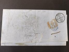 1847/59, 3 letters: 30 Nov. 1847 to Paris, rated “1/9” d., framed “LISBON” and “COLONIES/&amp;C ART.13”, Calais transit and L