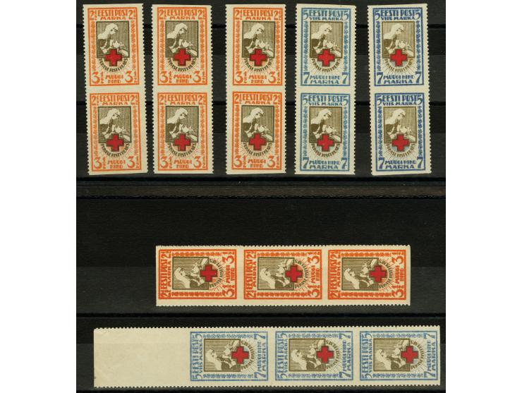 1921, Red Cross 2½-5m., 2½m. three vertical pairs and one strip of five, 5m. one strip of three and two vertival pairs, one i