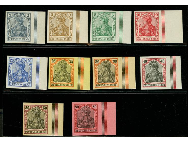 3-80 Pfg. ungezähnt, einheitlich mit rechtem Rand, postfrisch, 40 Pfg. mit kleinem Knitter und im Rand teils mit Falzresten, 