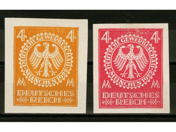 Essay Deutsche Gewerbeschau 4 M. ungez&auml;hnt in den Farben Lila und Gelbbraun, ungebraucht ohne Gummi, tadellos, sign. Lud