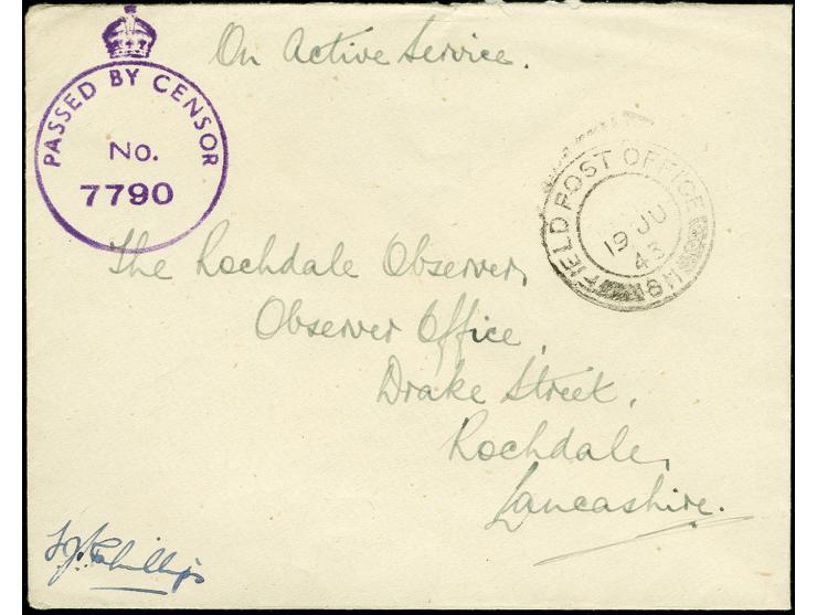 FIELD POST OFFICE: 3 covers with no. 219 in type Ib and IIa and no.611, including one re-used and one Army privilege envelope