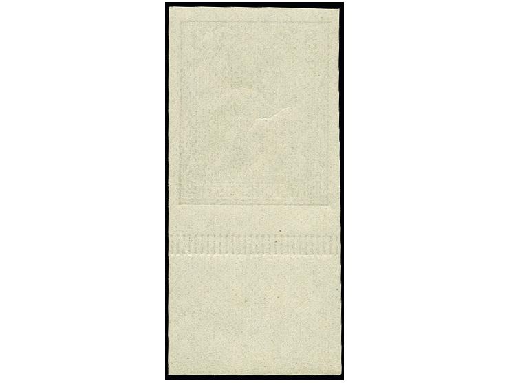 1900, Germania 3 Pfennig, ungezähntes Unterrandstück, postfrisch, mittig minimalster Knitter, sonst tadellos, eine seltene Ma