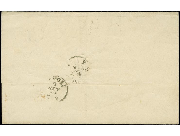 3 Kr. rosa, 4 Einzelwerte, teils angeschnitten bis breitrandig mit L2 "HOF B.E. / 6 SEP" auf Briefhülle über Österreich nach 