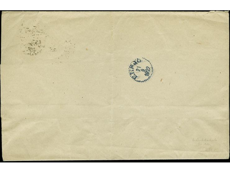 2,50 M. lilakarmin als portogerechte Einzelfrankatur auf Drucksachen-Streifband von "KARLSRUHE 18.9.22" nach Schweden mit Nac