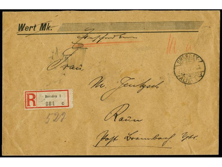 1,25 M. auf 1 M. dunkelgrün im Viererblock aus der rechten unteren Bogenecke mit HAN "H 4025.19" als portogerechte Mehrfachfr