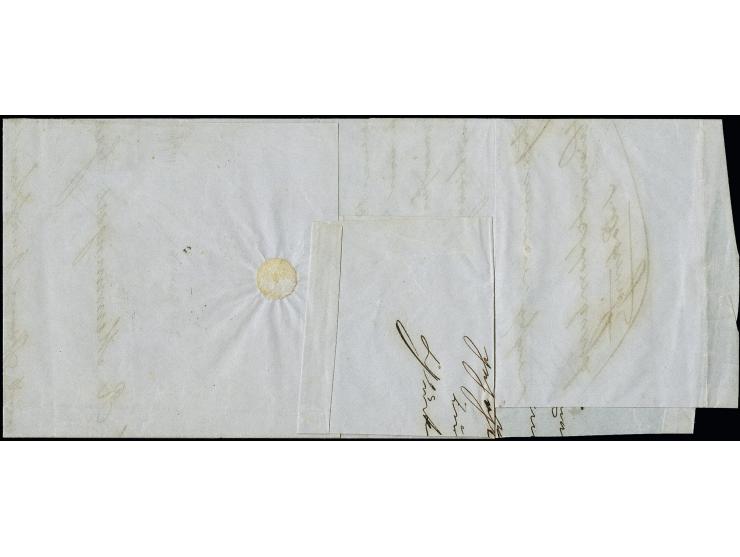 3 Ngr. Johann Ganzsachenausschnitt, großzügig viereckig mit der Ganzsachenrückseite ausgeschnitten und um den Faltbrief herum