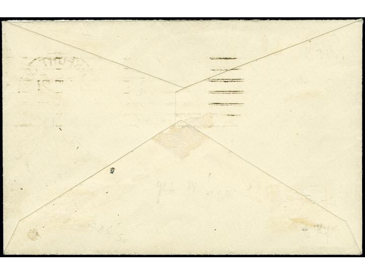 "Chemnitzer Postfälschung" 10 Pfg. rot, Type I und Germania 5 Pfg. grün (Heftchenschnitt oben) als portogerechte Frankatur au