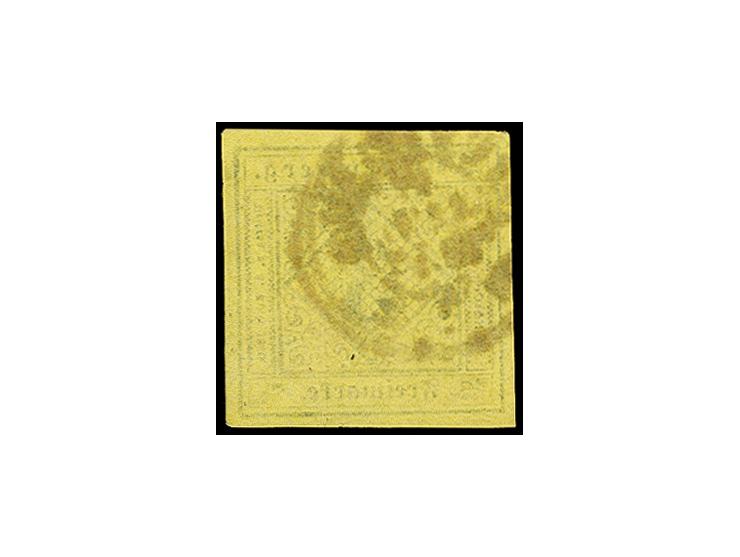 3 Kr. auf schwefelgelb, allseits breitrandig, mit DKr. "STUTTGART 30 OCT 1857", schönes Stück dieser sehr seltenen Farbnuance