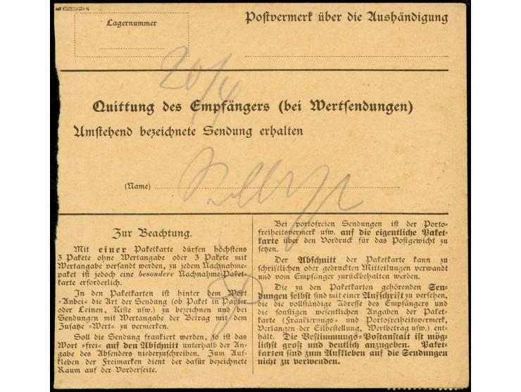25 Pfg. rötlichorange/schwarz metallisch glänzend, Einzelwert und senkrechter 3er-Streifen jeweils mit Stempel "BERLIN S.W.47