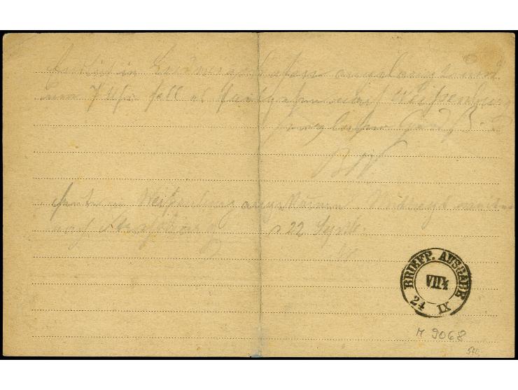 "WISSENBOURG", L1 auf 10 C., Spitzen nach unten, auf Korrespondenzkarte nach Dresden mit Ausgabestempel, senkrecht gefaltet u