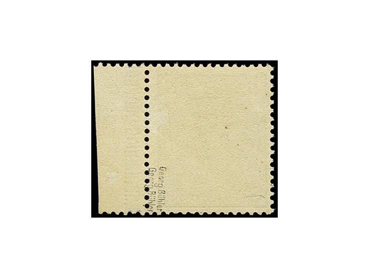 5 Pfg., Probedruck in violettultramarin, Randstück, ungebraucht, farbfrisch und bis auf etwas unregelmäßiger Zähnung in tadel