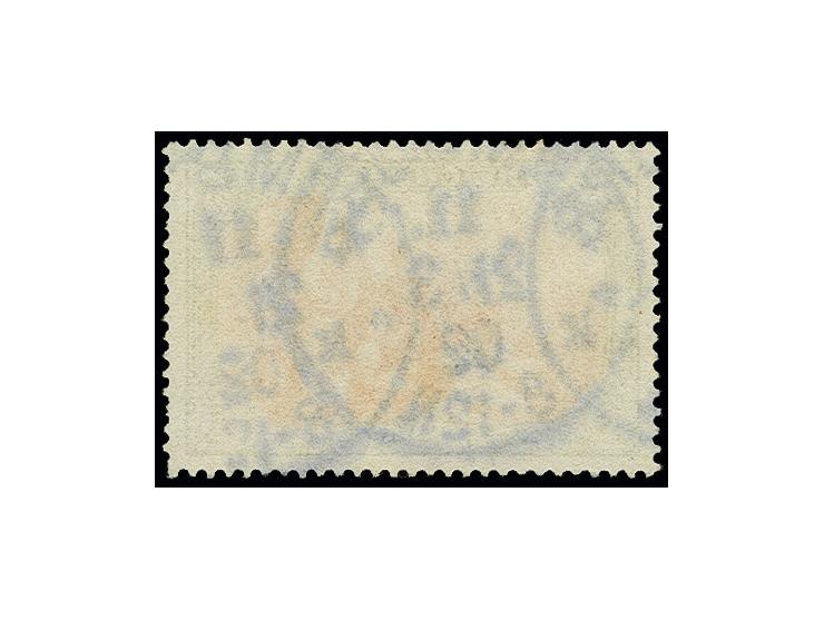 5 M. grünschwarz/bräunlichkarmin, sogen. Zwischentype (Rahmen Type I, Mittelstück Type III), sehr sauber gestempelt, farbfris