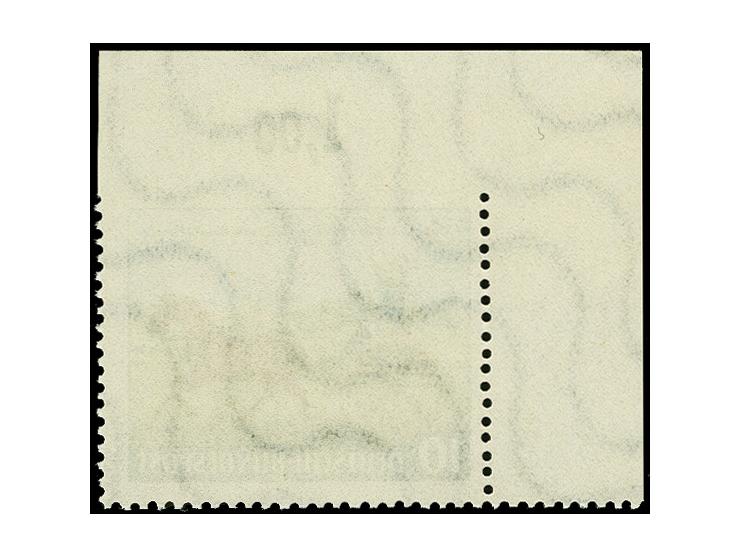 1952, 100. Jahrestag der Erstausgabe der Briefmarken von Thurn und Taxis 10 Pfg. oben ungezähnt, aus der linken oberen Bogene