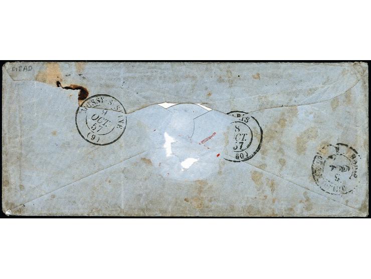 18 Kreuzer gelborange, allseits überrandig mit Zwischenlinien an allen Seiten und Teil der linken Nachbarmarke, mit oMR "325"