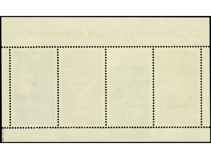 1972, Olympische Sommerspiele Blockausgabe, 30 Pfg. Wert ca. 7mm tieferstehend, postfrisch, tadellos, sign. Salomon BPP und F