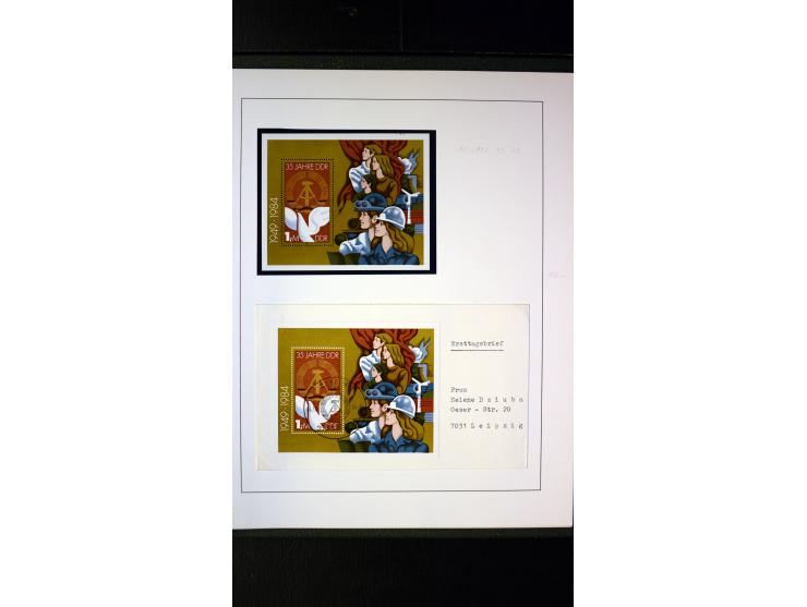 1945/90, postfrische und etwas gestempelte Sammlung mit FDC, dabei SBZ Mi.-Nr. Bl.1X, 4, 5X (2), 5Y (2), 5S, 6 (4), DDR Bl.7 