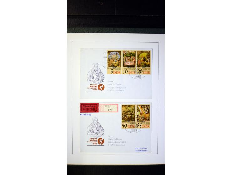 1945/90, postfrische und etwas gestempelte Sammlung mit FDC, dabei SBZ Mi.-Nr. Bl.1X, 4, 5X (2), 5Y (2), 5S, 6 (4), DDR Bl.7 